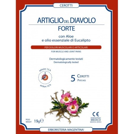 Erboristeria Magentina Artiglio del Diavolo Forte 5 cerotti per dolori articolari e muscolari Erboristeria Magentina Artiglio del Diavolo Forte 5 cerotti per dolori articolari e muscolari