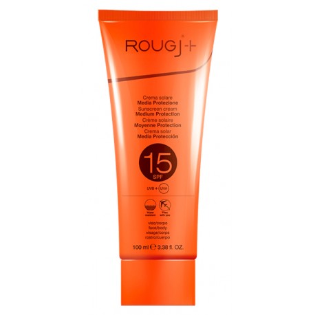 Rougj+ Crema solare viso corpo protezione solare media SPF 15 100 ml