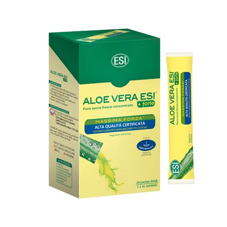 ESI Aloe Vera Succo + Forte integratore gastrointestinale depurativo 24 pocket drink da 20 ml