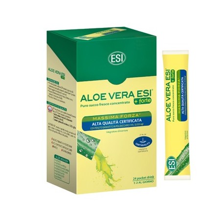ESI Aloe Vera Succo + Forte integratore gastrointestinale depurativo 24 pocket drink da 20 ml ESI Aloe Vera Succo + Forte integratore gastrointestinale depurativo 24 pocket drink da 20 ml