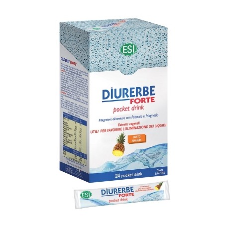 ESI Diurerbe Forte integratore drenante 24 pocket drink da 20 ml gusto ananas