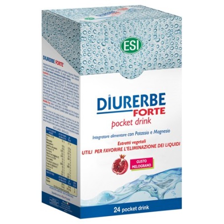 ESI Diurerbe Forte integratore drenante gusto melograno 24 pocket drink da 20 ml ESI Diurerbe Forte integratore drenante gusto melograno 24 pocket drink da 20 ml