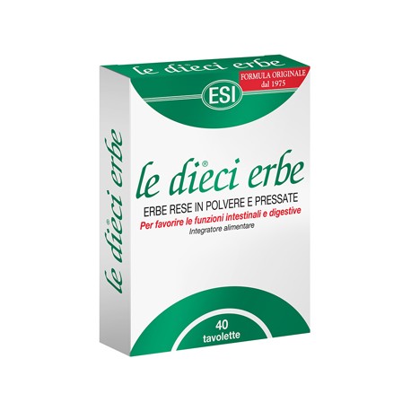 ESI Le dieci erbe integratore 100% naturale di erbe digestive e lassative 40 tavolette