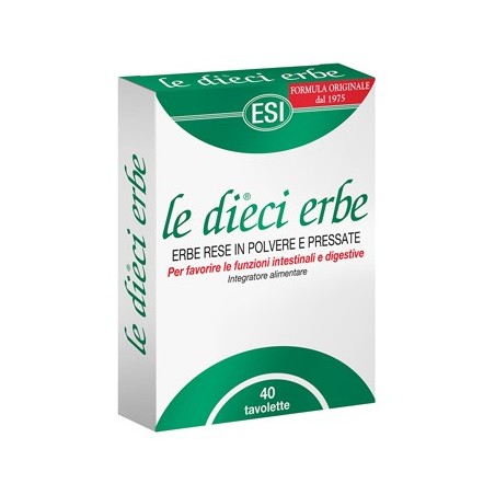 ESI Le dieci erbe integratore 100% naturale di erbe digestive e lassative 40 tavolette ESI Le dieci erbe integratore 100% naturale di erbe digestive e lassative 40 tavolette