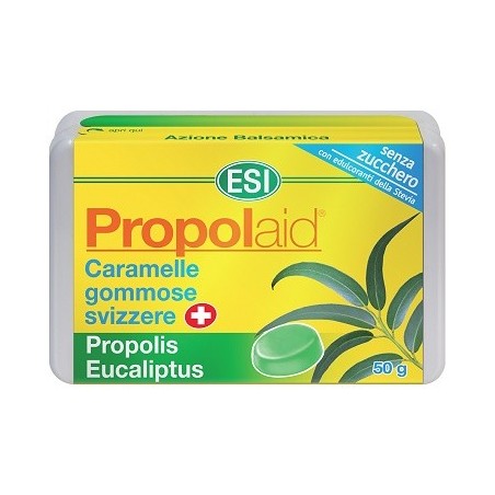 ESI Propolaid Propolis Eucaliptus Caramelle gommose balsamiche senza zucchero 50 g ESI Propolaid Propolis Eucaliptus Caramelle gommose balsamiche senza zucchero 50 g