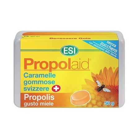 ESI Propolaid Propolis Miele Caramelle gommose balsamiche gusto miele 50 g ESI Propolaid Propolis Miele Caramelle gommose balsamiche gusto miele 50 g