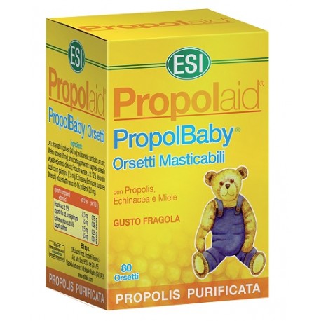 ESI Propolaid PropolBaby Orsetti Masticabili integratore per bambini gusto fragola 80 compresse