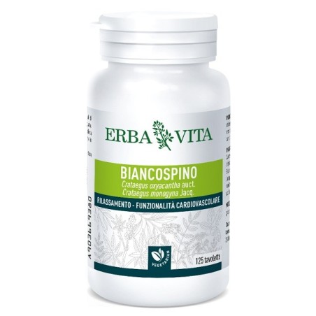 Erba Vita Biancospino integratore per rilassamento e benessere cardiovascolare 125 tavolette Erba Vita Biancospino integratore per rilassamento e benessere cardiovascolare 125 tavolette