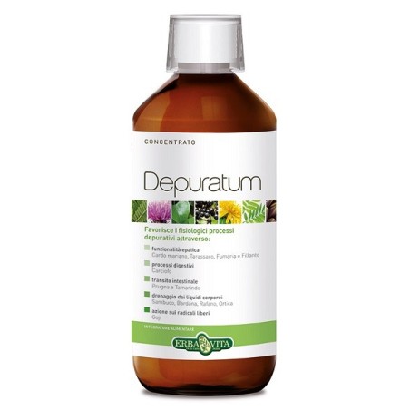 Erba Vita Depuratum integratore depurativo drenante concentrato aroma frutti di bosco prugna 500 ml Erba Vita Depuratum integratore depurativo drenante concentrato aroma frutti di bosco prugna 500 ml