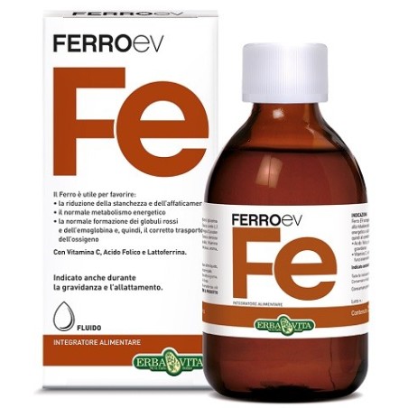 Erba Vita FerroEV Fe integratore di ferro per carenze e gravidanza 250 ml Erba Vita FerroEV Fe integratore di ferro per carenze e gravidanza 250 ml