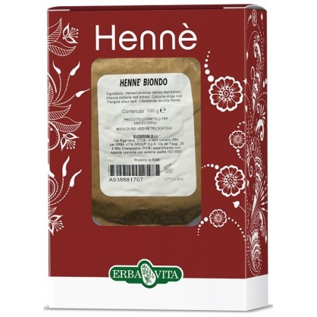 Erba Vita Henné Biondo per colorazione dei capelli 100 g Erba Vita Henné Biondo per colorazione dei capelli 100 g