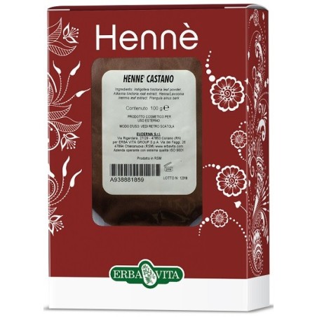 Erba Vita Henne Castano colorazione naturale per capelli 100 g Erba Vita Henne Castano colorazione naturale per capelli 100 g