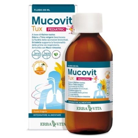 Erba Vita Mucovit Tux Pediatric integratore per naso e gola dei bambini 200 ml Erba Vita Mucovit Tux Pediatric integratore per naso e gola dei bambini 200 ml