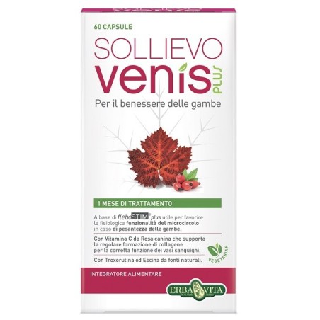 Erba Vita Sollievo Venis Plus integratore contro la pesantezza alle gambe 60 capsule Erba Vita Sollievo Venis Plus integratore contro la pesantezza alle gambe 60 capsule