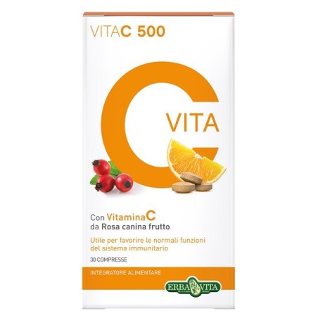 Erba Vita Vita C 500 integratore di vitamina C per il sistema immunitario 30 compresse Erba Vita Vita C 500 integratore di vitamina C per il sistema immunitario 30 compresse