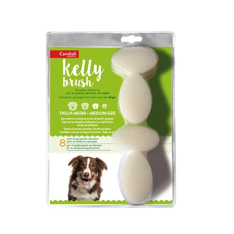 Candioli Kelly Brush Spugnetta abrasiva per la pulizia dentale dei cani 8 spugnette taglia media