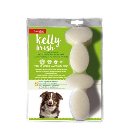 Candioli Kelly Brush Spugnetta abrasiva per la pulizia dentale dei cani 8 spugnette taglia media Candioli Kelly Brush Spugnetta abrasiva per la pulizia dentale dei cani 8 spugnette taglia media