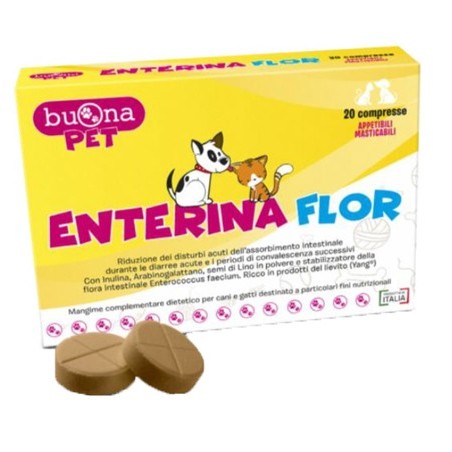 Steve Jones Buona Pet Enterina Flor integratore per il benessere intestinale di cani e gatti 20 compresse Steve Jones Buona Pet Enterina Flor integratore per il benessere intestinale di cani e gatti 20 compresse
