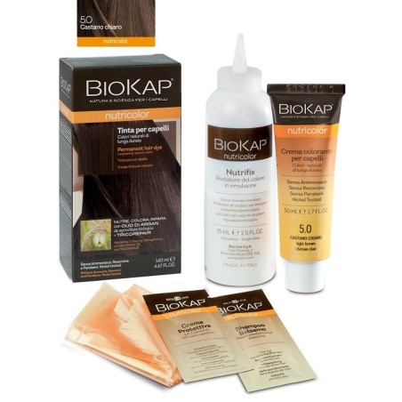 Bios Line Biokap Nutricolor Tinta per capelli 5.0 Castano chiaro tubo + flacone Bios Line Biokap Nutricolor Tinta per capelli 5.0 Castano chiaro tubo + flacone