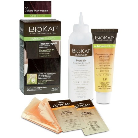 Bios Line Biokap Nutricolor Delicato Tinta per capelli 5.5 Castano chiaro mogano tubo + flacone Bios Line Biokap Nutricolor Delicato Tinta per capelli 5.5 Castano chiaro mogano tubo + flacone