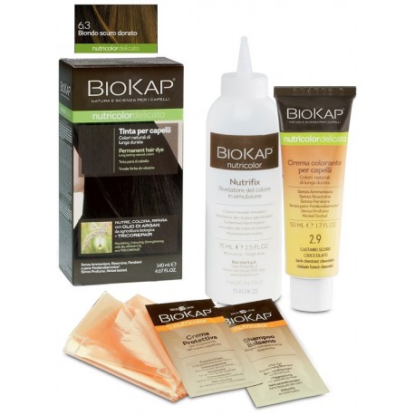 Bios Line Biokap Nutricolor Delicato Tinta per capelli 6.3 Biondo scuro dorato tubo + flacone