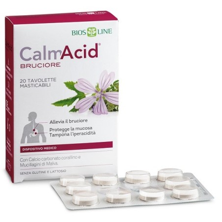 Bios Line CalmAcid Bruciore integratore protettivo per lo stomaco 20 tavolette masticabili Bios Line CalmAcid Bruciore integratore protettivo per lo stomaco 20 tavolette masticabili