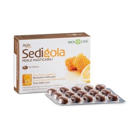 Bios Line Sedigola perle masticabili - Caramelle alla propoli per raffreddore e mal di gola 30 perle