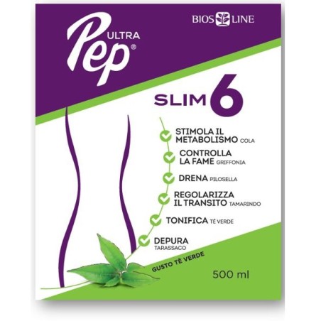Bios Line Ultra Pep Slim 6 - Inetgratore dimagrante e drenante al The verde 500 ml Bios Line Ultra Pep Slim 6 - Inetgratore dimagrante e drenante al The verde 500 ml