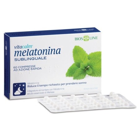 Bios Line Vitacalm melatonina sublinguale integratore rilassante per il sonno 1 mg 60 compresse Bios Line Vitacalm melatonina sublinguale integratore rilassante per il sonno 1 mg 60 compresse