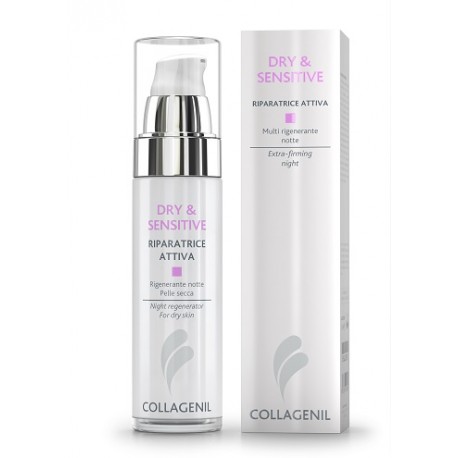 Collagenil Dry & Sensitive Riparatrice Attiva Crema viso rigenerante notte pelle secca 50 ml