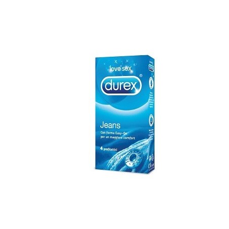 Durex Jeans Preservativo lubrificato massimo comfort 4 pezzi Durex Jeans Preservativo lubrificato massimo comfort 4 pezzi