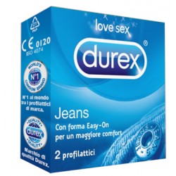 Durex Jeans Profilattici trasparenti e lubrificanti in lattice 2 pezzi