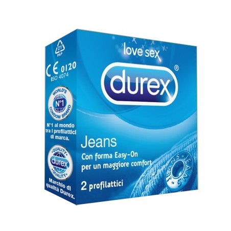 Durex Jeans Profilattici trasparenti e lubrificanti in lattice 2 pezzi Durex Jeans Profilattici trasparenti e lubrificanti in lattice 2 pezzi