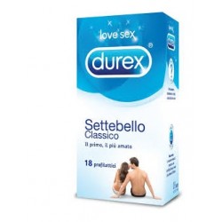 Durex Settebello Classico Preservativi in lattice trasparenti lubrificati 18 pezzi