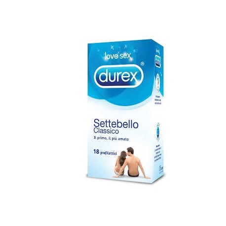 Durex Settebello Classico Preservativi in lattice trasparenti lubrificati 18 pezzi