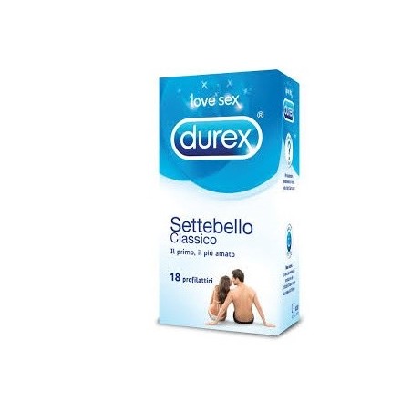 Durex Settebello Classico Preservativi in lattice trasparenti lubrificati 18 pezzi Durex Settebello Classico Preservativi in lattice trasparenti lubrificati 18 pezzi