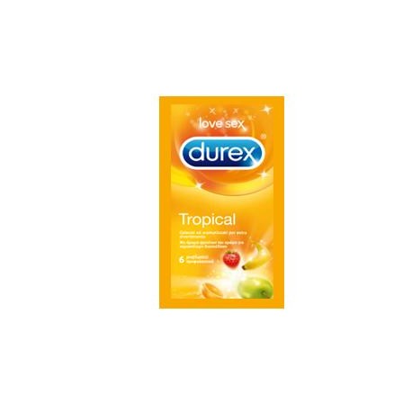 Durex Tropical preservativi aromatizzati arancia banana fragola mela 6 pezzi