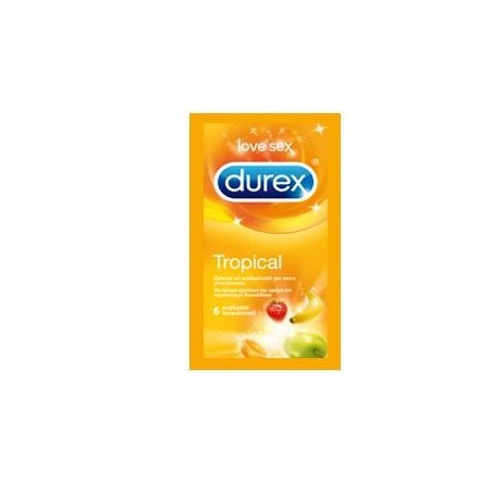 Durex Tropical preservativi aromatizzati arancia banana fragola mela 6 pezzi Durex Tropical preservativi aromatizzati arancia banana fragola mela 6 pezzi