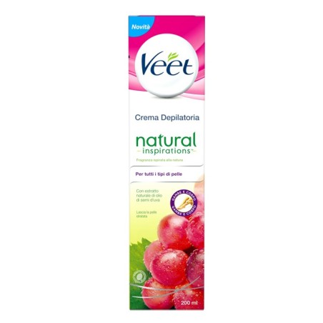 Veet Natural Inspirations - Crema depilatoria corpo e gambe con olio di semi d'uva 200 ml Veet Natural Inspirations - Crema depilatoria corpo e gambe con olio di semi d'uva 200 ml