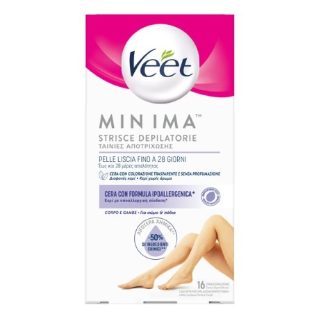 Veet Minima Strisce depilatorie corpo e gambe ipoallergeniche 16 pezzi Veet Minima Strisce depilatorie corpo e gambe ipoallergeniche 16 pezzi