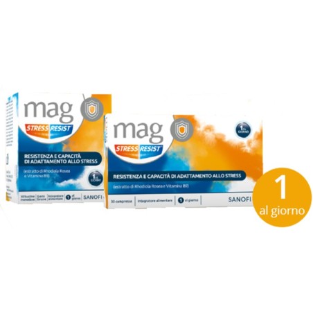Sanofi Mag Stress Resist integratore per adattamento allo stress 30 bustine monodose Sanofi Mag Stress Resist integratore per adattamento allo stress 30 bustine monodose