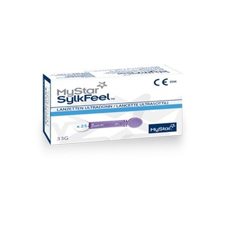 MyStar SylkFeel Lancette pungidito per misurazione della glicemia 33 gauge 50 pezzi MyStar SylkFeel Lancette pungidito per misurazione della glicemia 33 gauge 50 pezzi