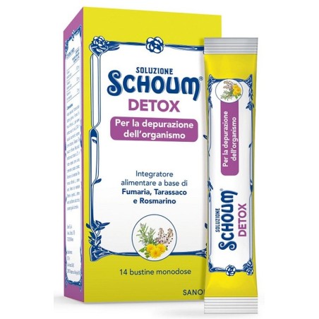 Soluzione Schoum Detox - Integratore per depurare l'organismo 14 bustine monodose Soluzione Schoum Detox - Integratore per depurare l'organismo 14 bustine monodose