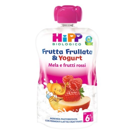 Hipp Biologico Frutta Frullata & Yogurt Mela e frutti rossi per bambini 90 g Hipp Biologico Frutta Frullata & Yogurt Mela e frutti rossi per bambini 90 g