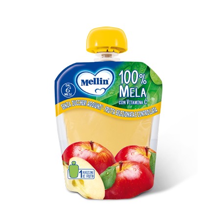 Mellin 100% Mela purea di frutta merenda per bambini 90 g
