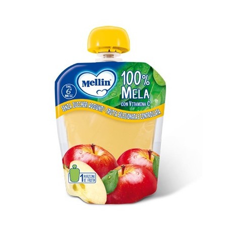 Mellin 100% Mela purea di frutta merenda per bambini 90 g Mellin 100% Mela purea di frutta merenda per bambini 90 g