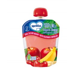 Mellin 100% Mela Fragola Banana Carota purea di frutta per bambini 90 g