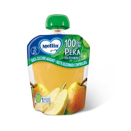 Mellin 100% Pera purea di frutta con vitamina C per bambini 90 g Mellin 100% Pera purea di frutta con vitamina C per bambini 90 g