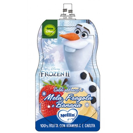 Mellin Disney Frozen Caldi abbracci di Mela fragola e banana merenda per bambini 110 g