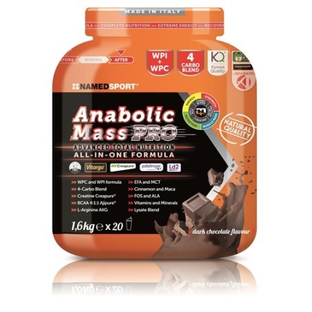 NamedSport Anabolic Mass Pro integratore per sportivi gusto Dark Chocolate 1,6 kg NamedSport Anabolic Mass Pro integratore per sportivi gusto Dark Chocolate 1,6 kg